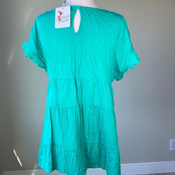 NWT Entro Emerald green Block Me Out tiered ruffle top sz Small - Picture 6 of 9